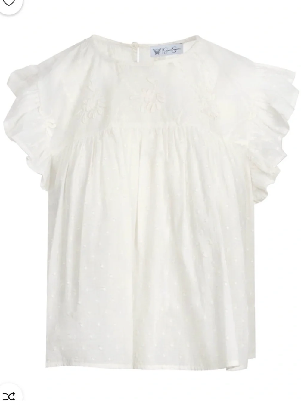 Jessica Simpson Cream Ruffle Sleeve Eyelet Blouse NWT Medium - Picture 1 of 11
